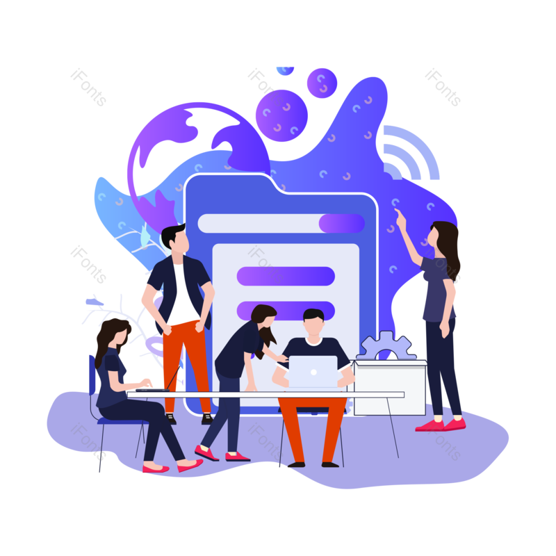 插画图片,人物元素,交流PNG,合作免抠素材